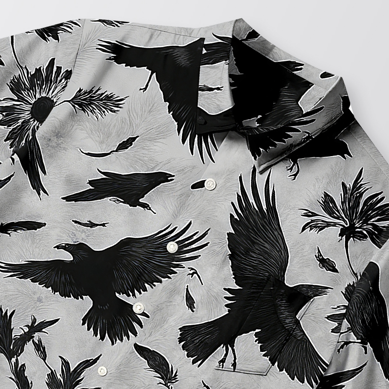 Tokyocanvas Crows Amongst Blossom Button-up Shirt