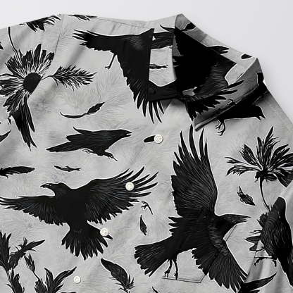 Tokyocanvas Crows Amongst Blossom Button-up Shirt