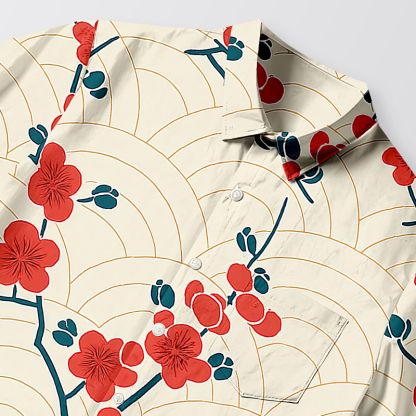 Tokyocanvas Blossom Wave Aloha Button-up Shirt
