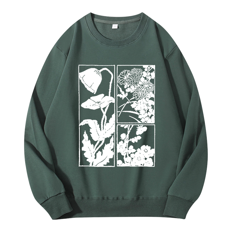 Tokyocanvas Woodcut Flowers Classic Sweatshirt
