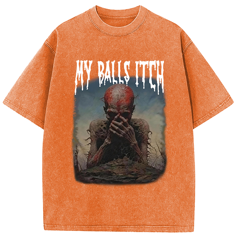 Tokyocanvas My Balls Inch Thinking Skeleton Washed T-Shirt
