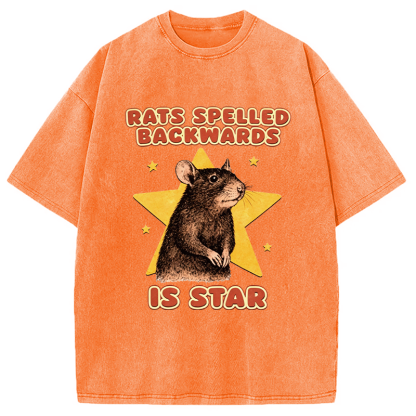 Tokyocanvas Rats Spelled Backwards Is Star Washed T-Shirt
