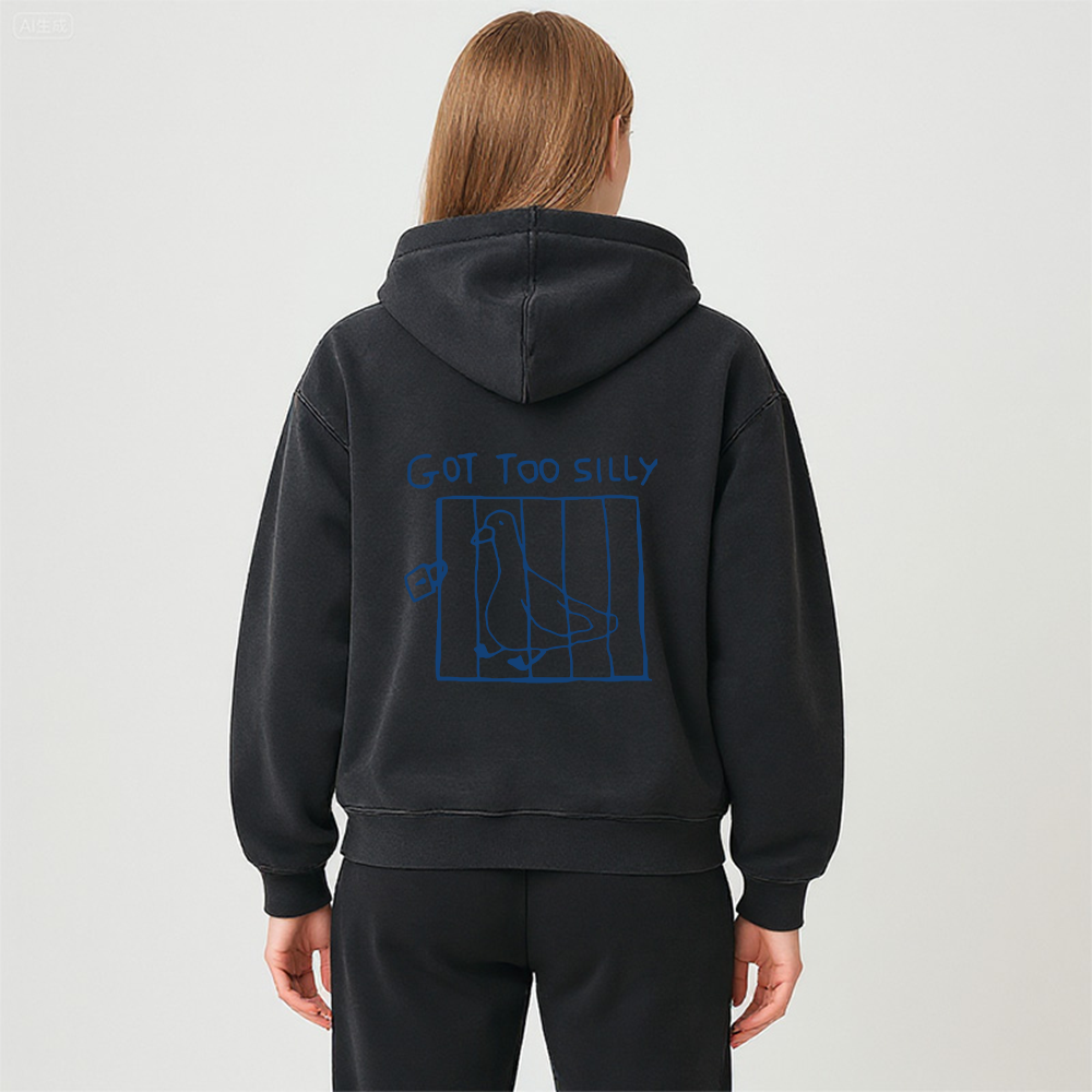 Tokyocanvas Got Too Silly Meme Washed Zip Hoodie