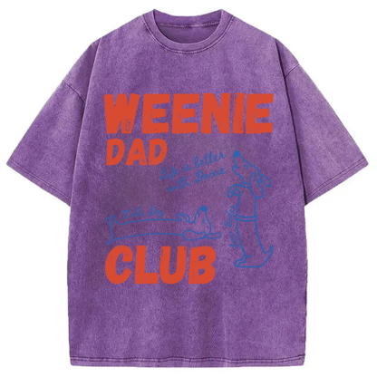 Tokyocanvas Dachshund Dad Club Meme Washed T-Shirt