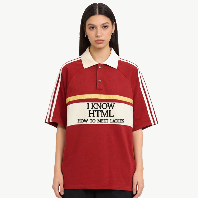Tokyocanvas I Know HTML Polo Embroidered T-Shirt