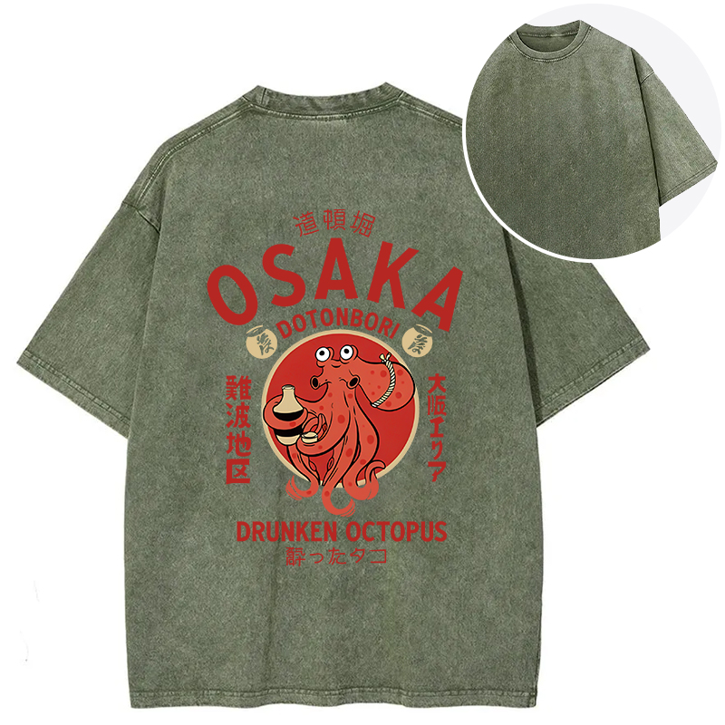 Tokyocanvas Drunken Octopus Japan Back Washed T-Shirt