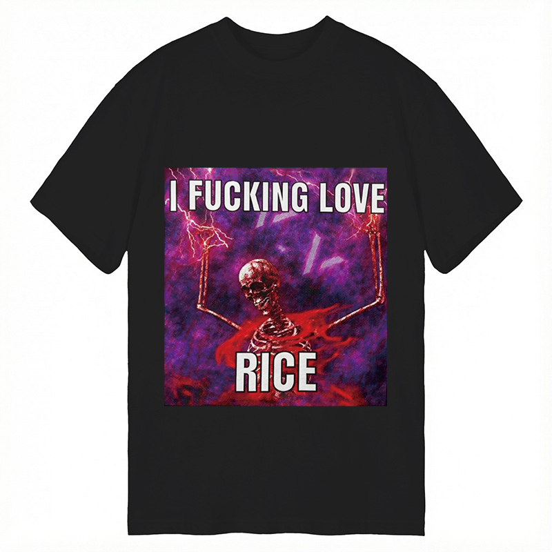 Tokyocanvas I F*cking Love Rice Funny Skeleton Meme Classic T-Shirt