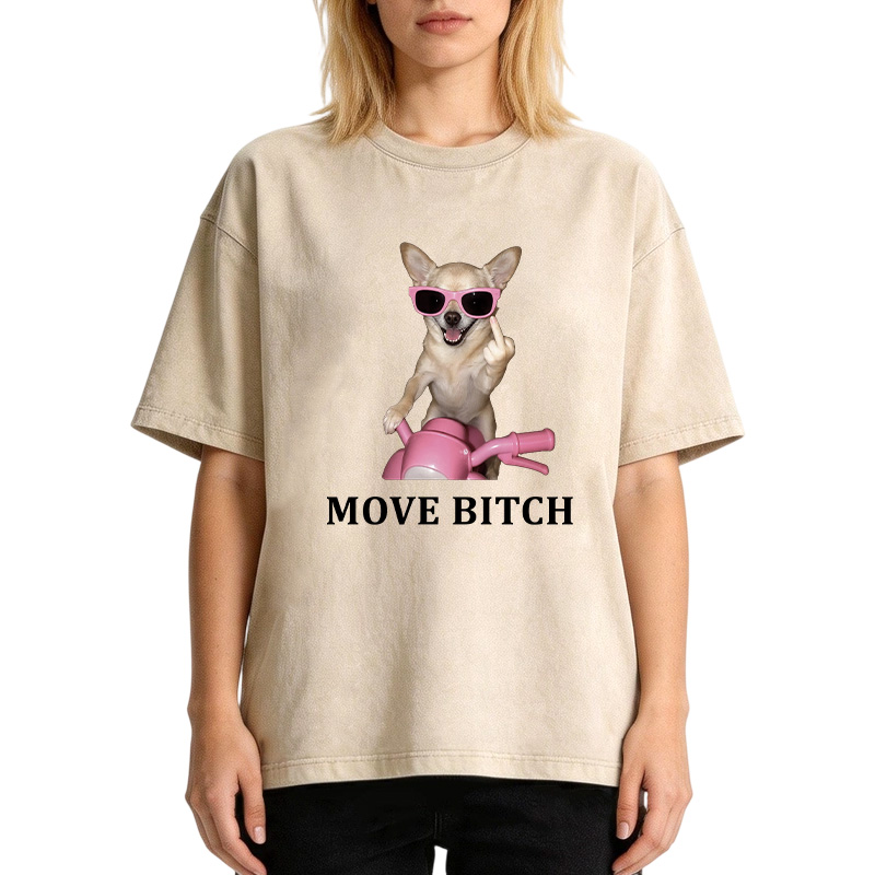 Tokyocanvas Move! Cute Chihuahua Washed T-Shirt
