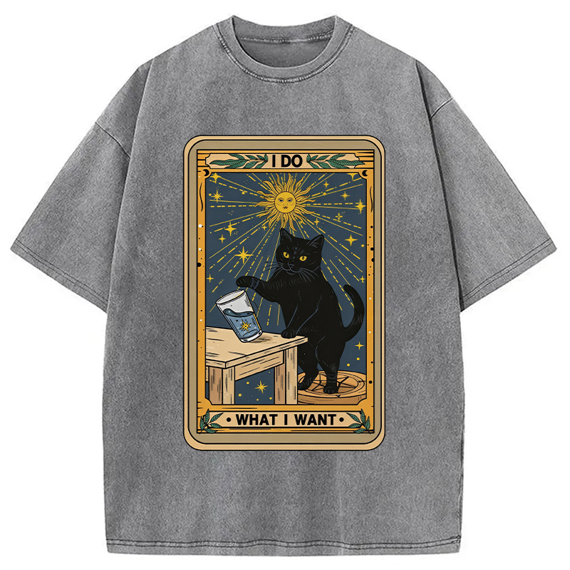 Tokyocanvas I Do What I Want Cats Tarot Washed T-Shirt