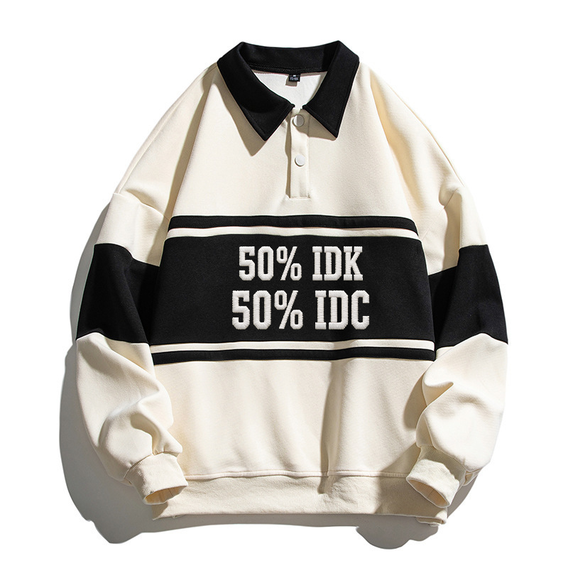 Tokyocanvas Half Half Polo Embroidered Sweatshirt