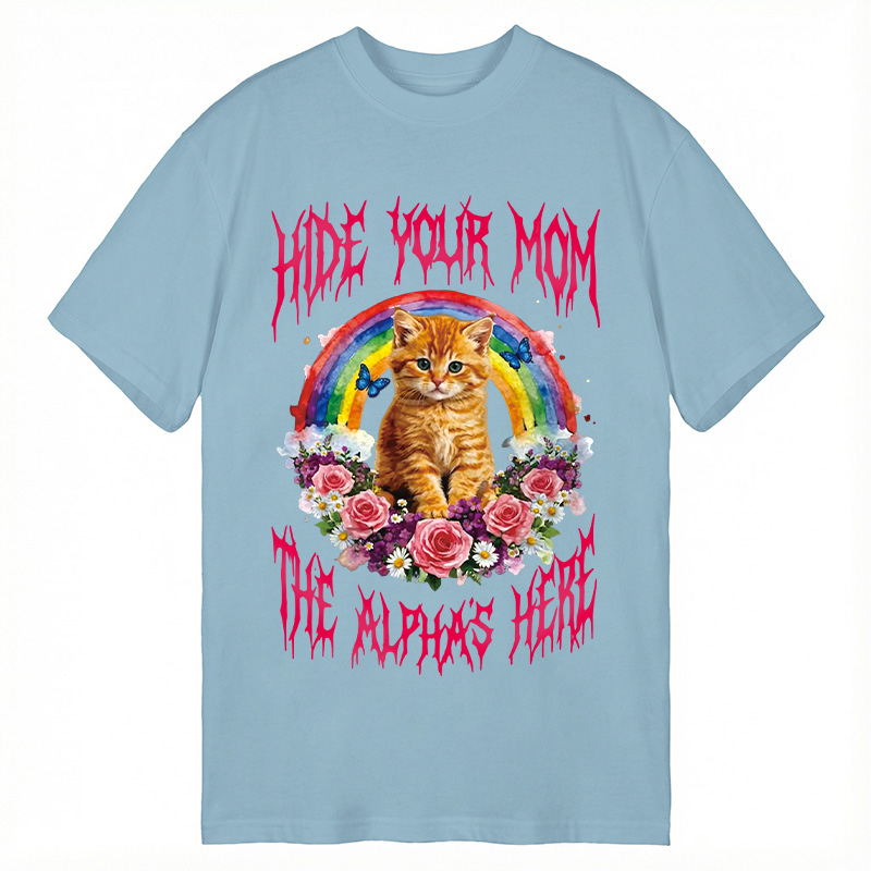 Tokyocanvas Hide Your Mom The Alpha Is Here Funny Cat Meme Classic T-Shirt
