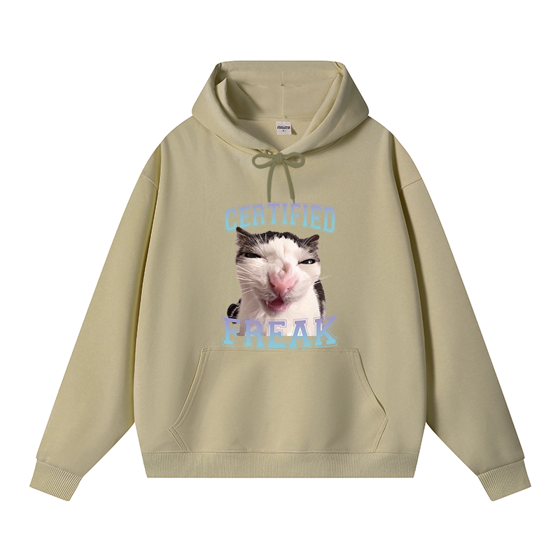 Tokyocanvas Funny Certified Freak Cat Meme Fleece Lined Hoodie