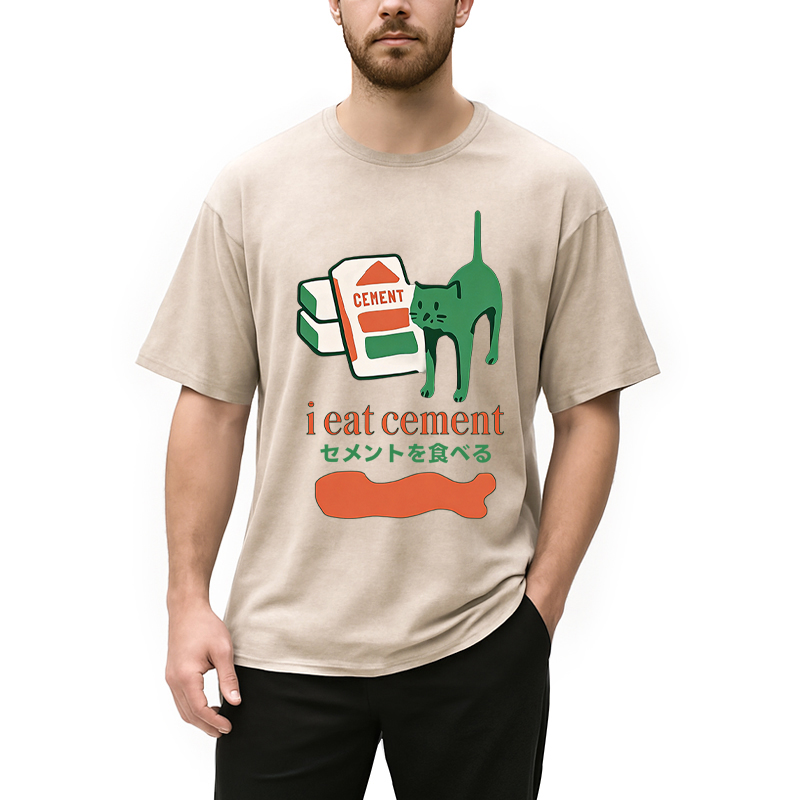 Tokyocanvas Cement Cat Washed T-Shirt