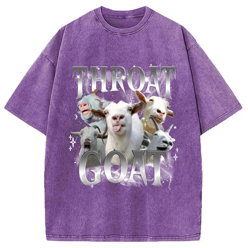 Tokyocanvas Throat Goat Funny Meme Washed T-Shirt