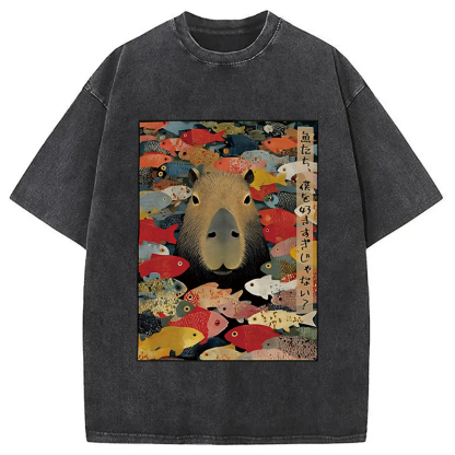 Tokyocanvas Am I Too Lovable Capybara Washed T-Shirt