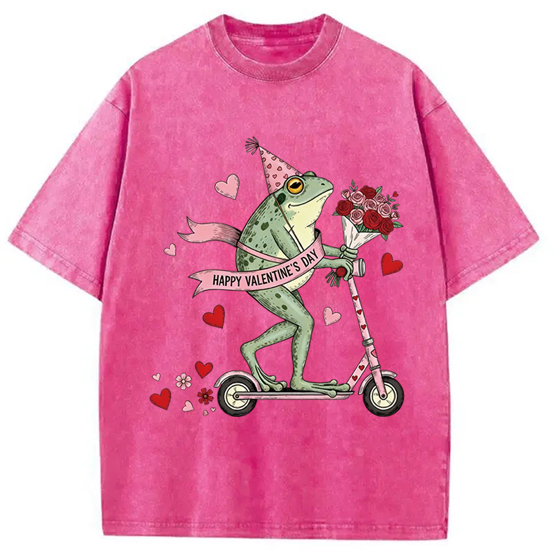 Tokyocanvas Funny Frog Valentine Washed T-Shirt