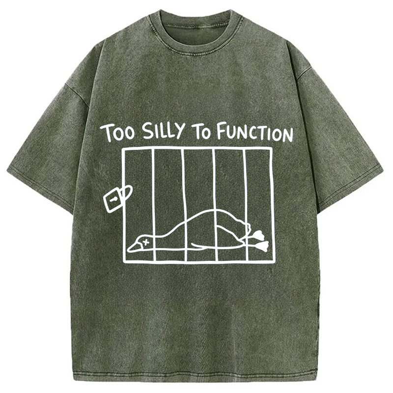 Tokyocanvas Too Silly To Function Goose Meme Washed T-Shirt