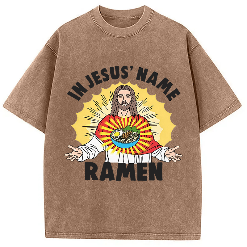 Tokyocanvas In Jesus' Name Ramen Washed T-Shirt