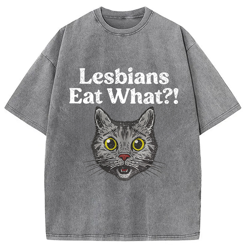 Tokyocanvas Lesbians Eat What Cat Washed T-Shirt