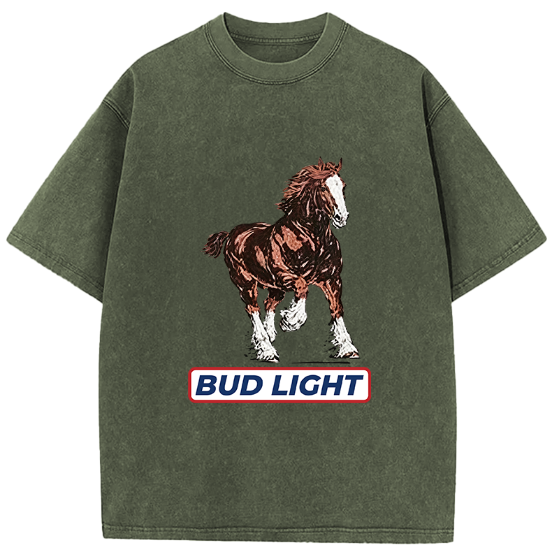 Tokyocanvas Bud Light Horse Washed T-Shirt