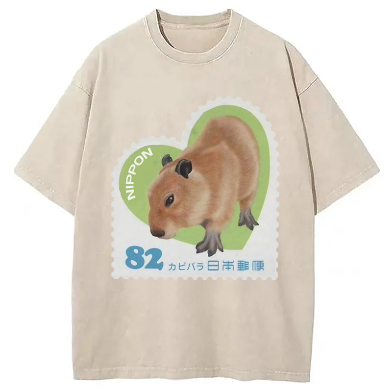 Tokyocanvas Japanese Capybara Washed T-Shirt