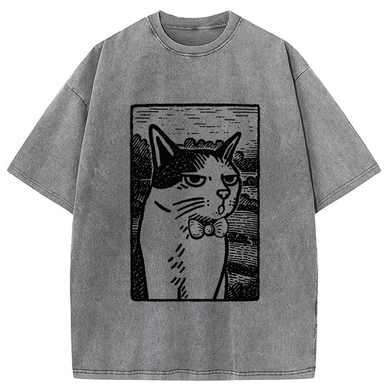 Tokyocanvas Cat's Hateful Eyes Washed T-Shirt