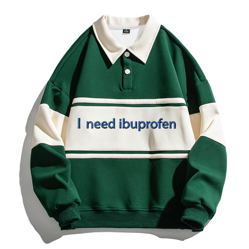 Tokyocanvas I Need Ibuprofen Polo Embroidered Sweatshirt