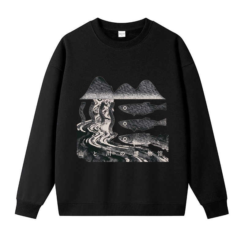 Tokyocanvas Fish Vintage Fleece Lined Sweatshirt