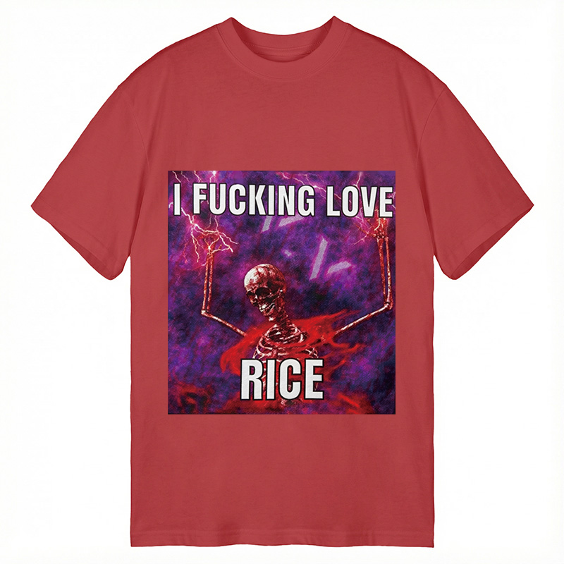 Tokyocanvas I F*cking Love Rice Funny Skeleton Meme Classic T-Shirt