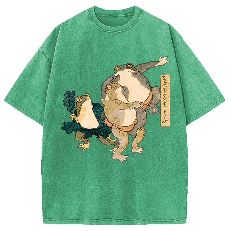 Tokyocanvas Sumo Frogs Japan Washed T-Shirt