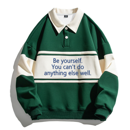Tokyocanvas Be Yourself Polo Embroidered Sweatshirt