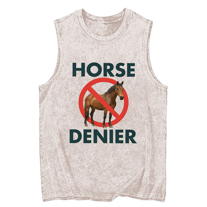 Tokyocanvas Funny Horse Denier Conspiracy Theory Washed Tank