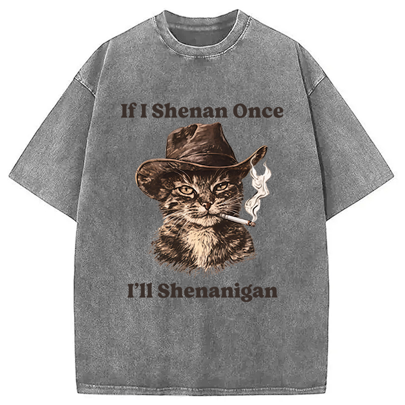 Tokyocanvas Funny Unhinged Cat Washed T-Shirt
