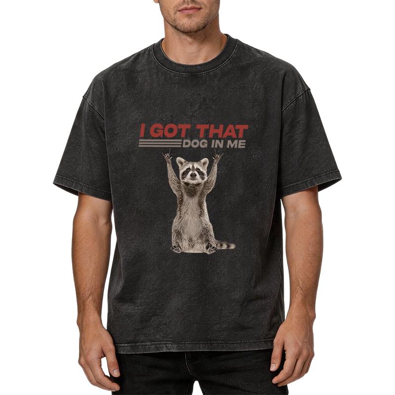 Tokyocanvas I Got That Dog In Me Funny Racoon Washed T-Shirt