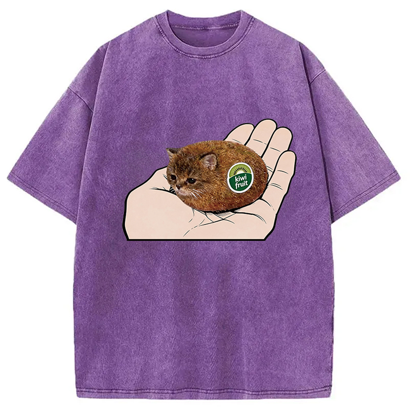 Tokyocanvas Kiwi Fruit Cat Washed T-Shirt