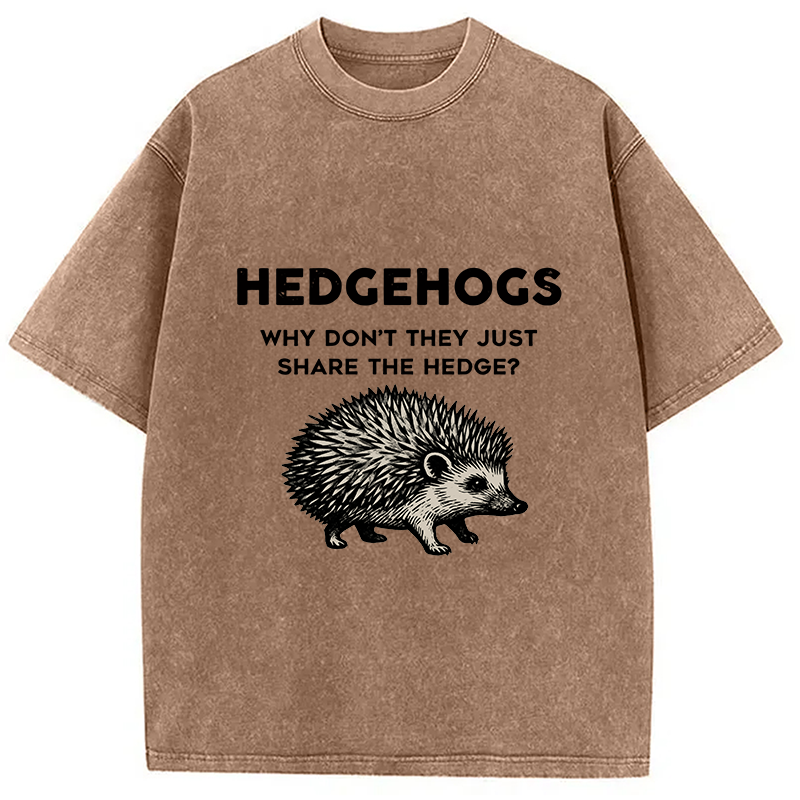 Tokyocanvas Funny Hedgehog Washed T-Shirt