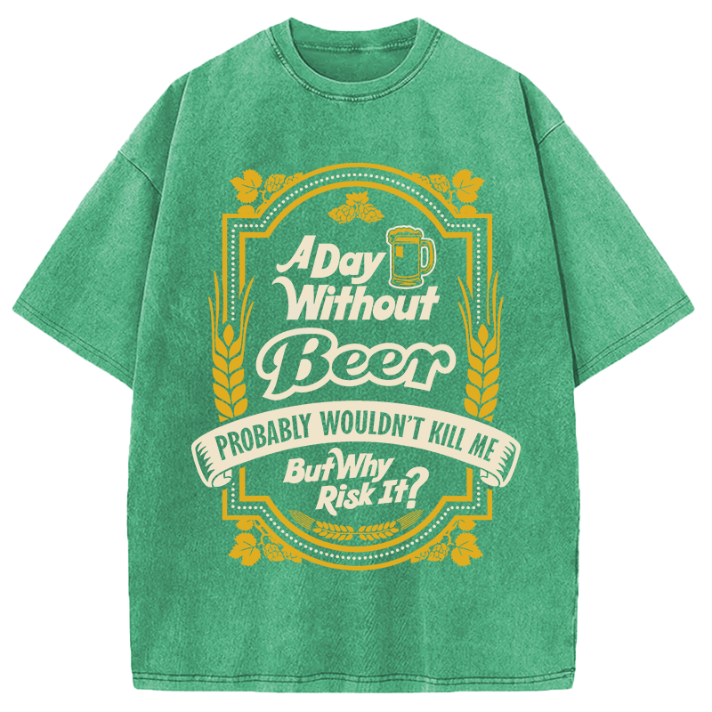 Tokyocanvas A Day Without Beer? Washed T-Shirt