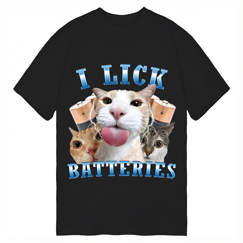 Tokyocanvas I Lick Batteries Funny Cat Meme Classic T-Shirt