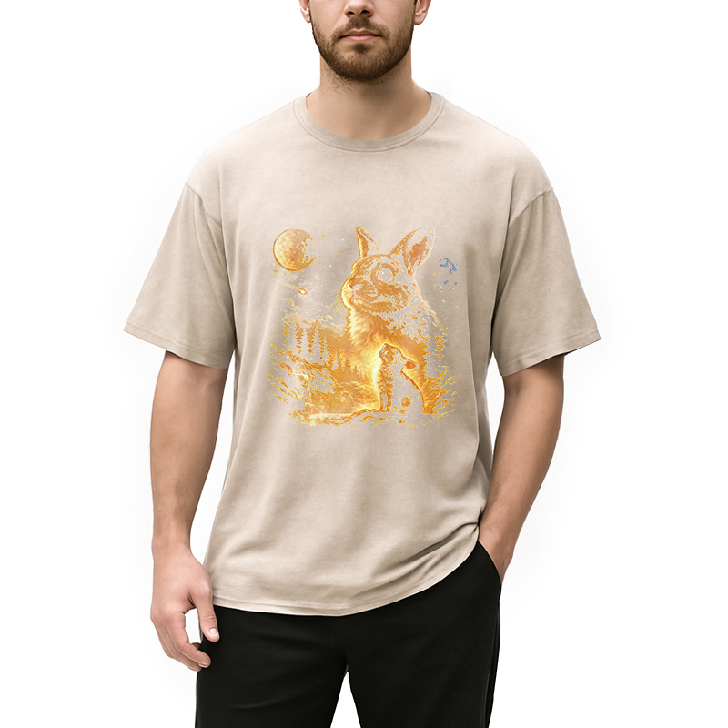Tokyocanvas Bunny Howling to the Moon Washed T-Shirt