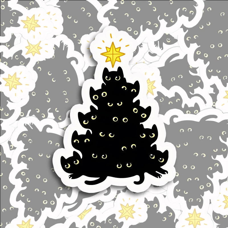 Tokyocanvas Black Cat Christmas Tree Sticker
