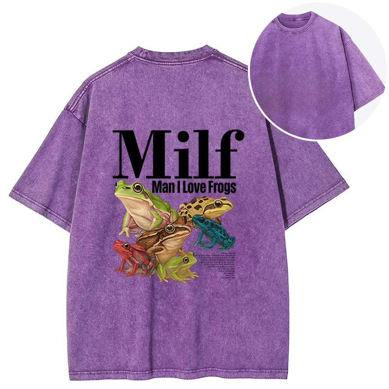 Tokyocanvas Man I Love Frogs Meme Back Washed T-Shirt