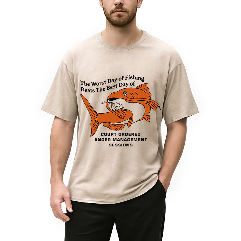 Tokyocanvas The Worst Day Fish Meme Washed T-Shirt