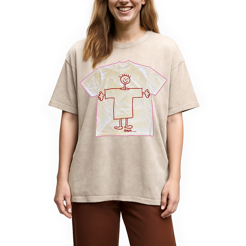 Tokyocanvas Children's Self Drawing Shirt Of Washed T-Shirt