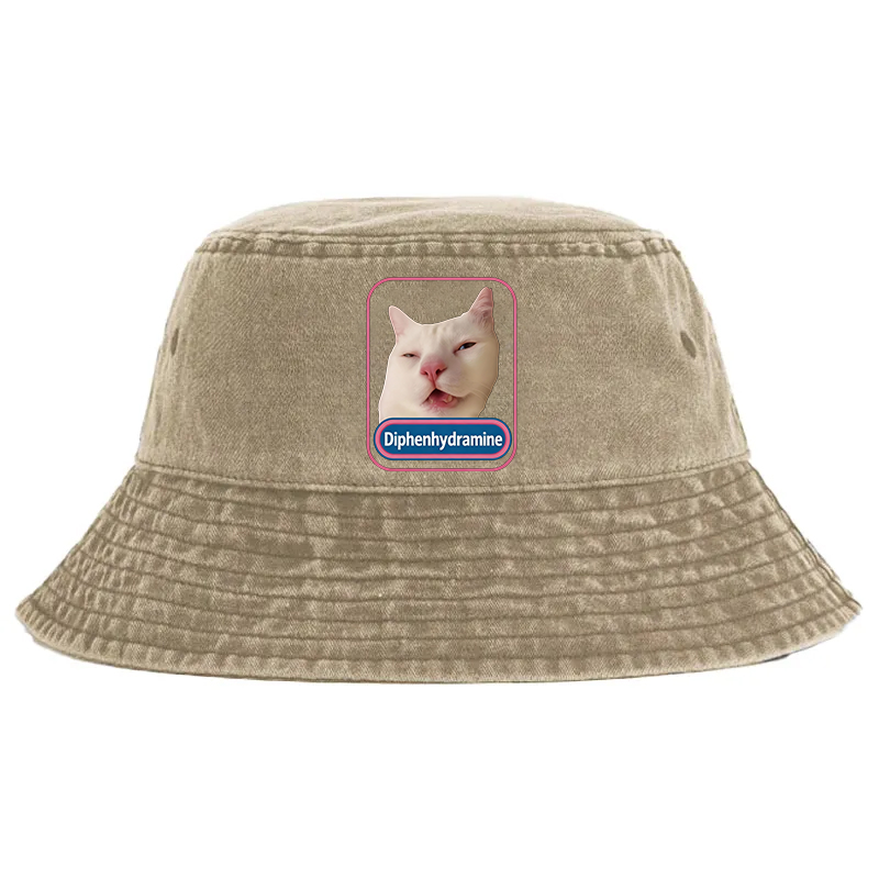 Tokyocanvas Funny Diphenhydramine Meme Cat Washed Bucket Hat
