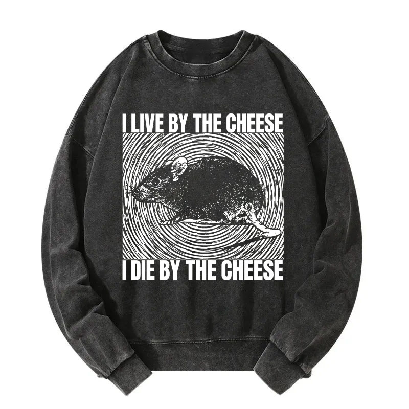 Tokyocanvas I Live By The Cheese Rat Washed Sweatshirt