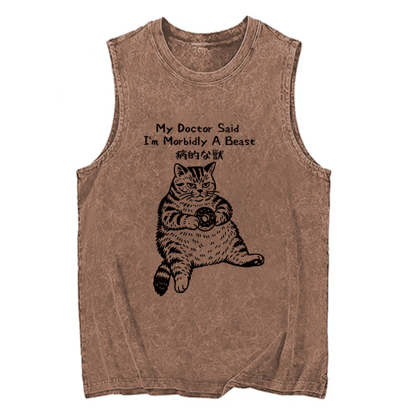 Tokyocanvas Lazy Fat Cat Washed Tank