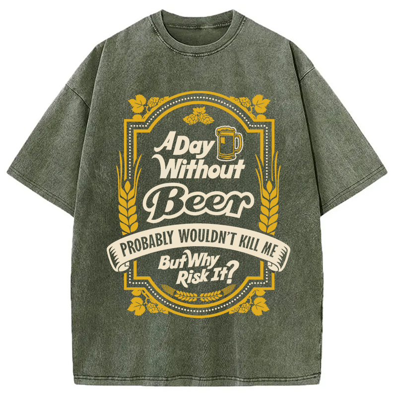 Tokyocanvas A Day Without Beer? Washed T-Shirt