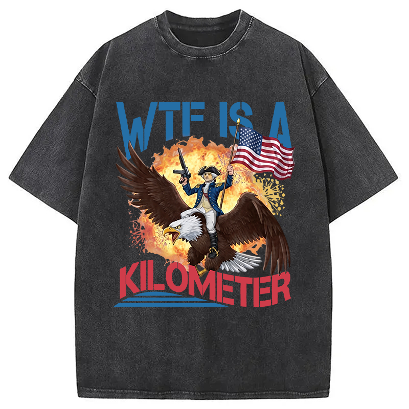 Tokyocanvas WTF Is A Kilometer Funny Washed T-Shirt