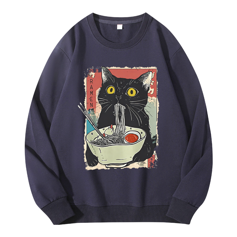 Tokyocanvas Cute Cat Eating Ramen Classic Sweatshirt
