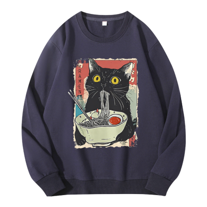 Tokyocanvas Cute Cat Eating Ramen Classic Sweatshirt